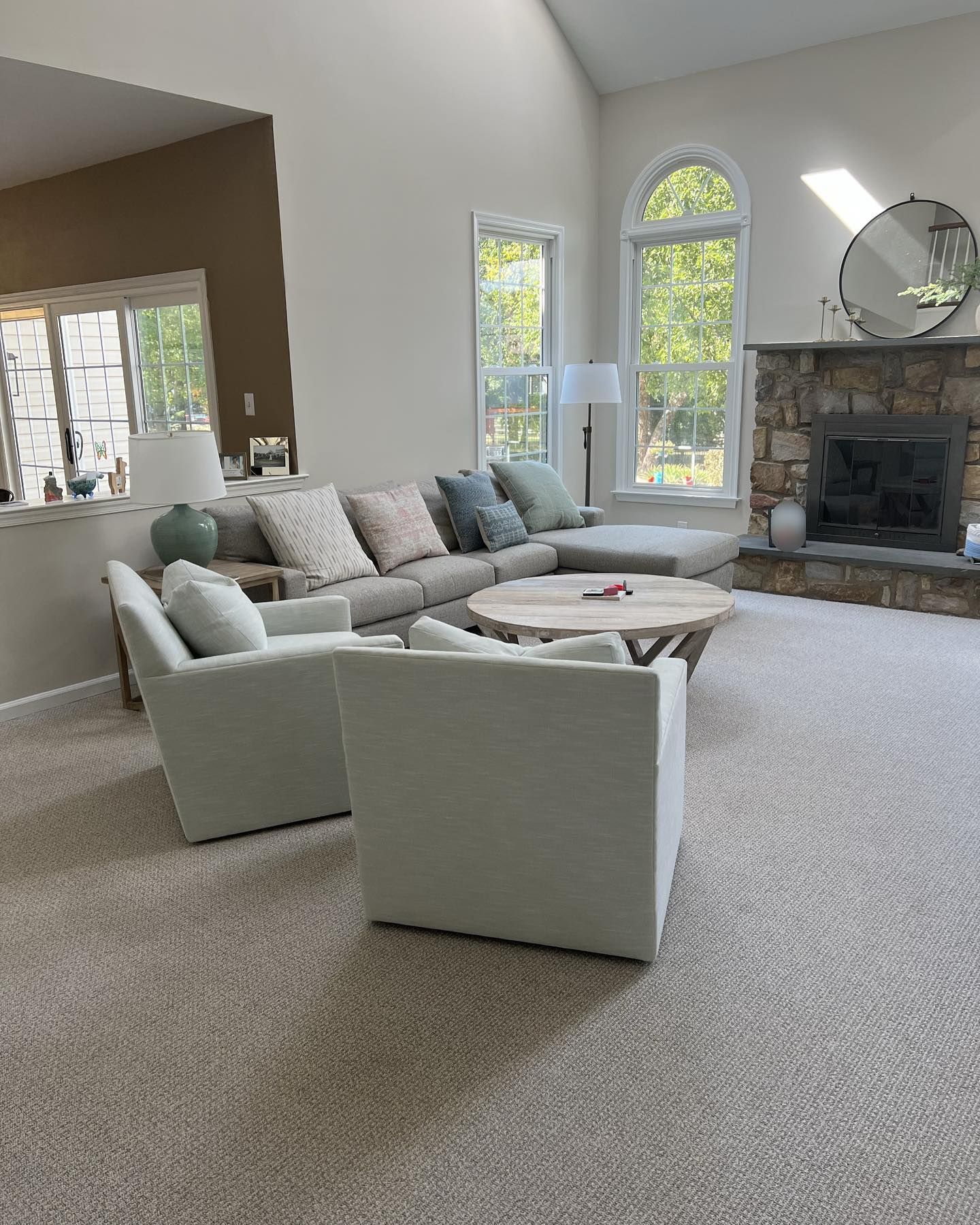A spacious living room freshly cleaned by Trinal Cleaning Services